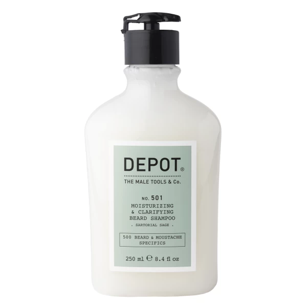 Nr. 501 MOISTURIZING&CLARIFYING BEARD SHAMPOO drėkinamasis ir valomasis barzdos šampūnas šalavijų aromato