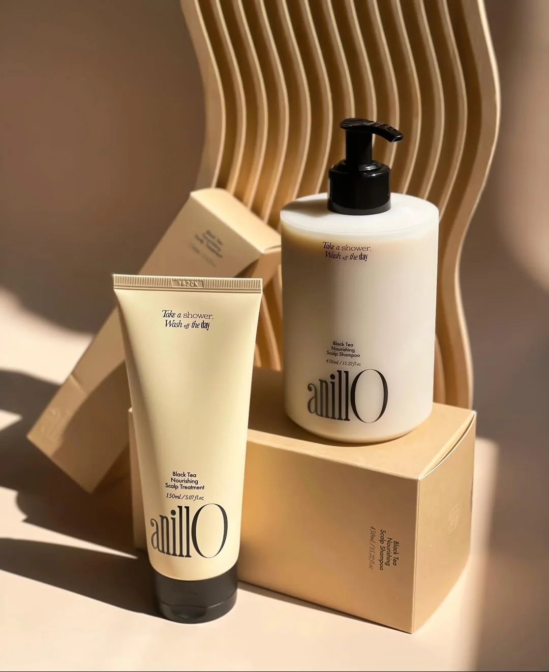 AnillO Black Tea Nourishing rinkinys – šampūnas ir maitinamoji kaukė