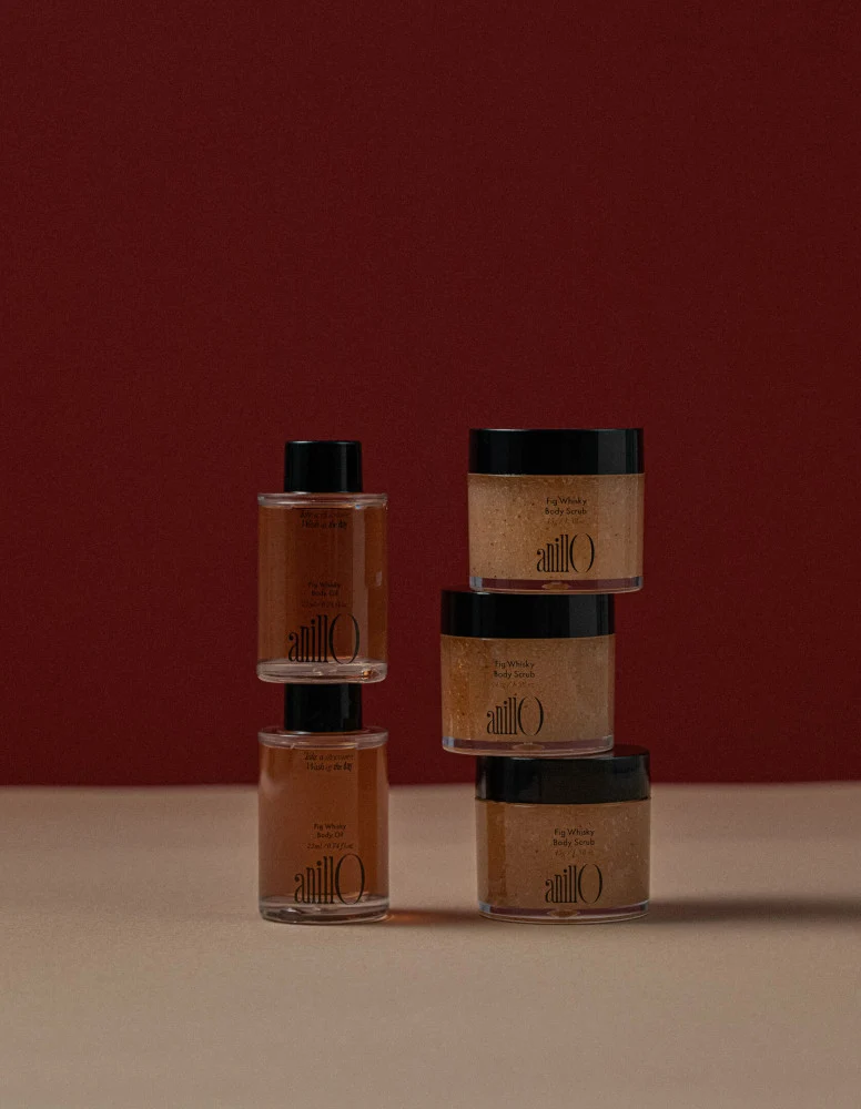 AnillO Fig Whisky Discovery Body Set – kūno priežiūros rinkinys, 45g+22ml
