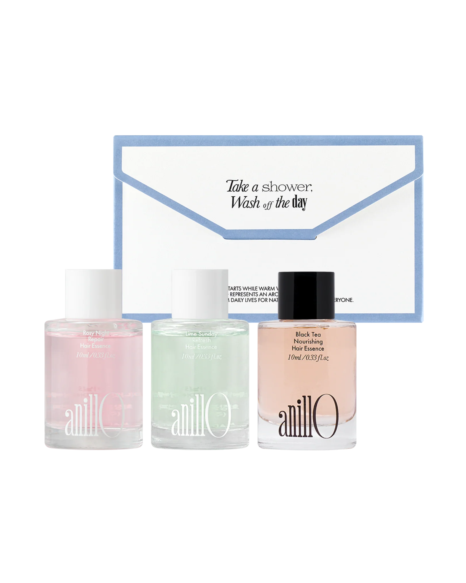 AnillO Hair Essence Trio Set – mini plaukų esencijų rinkinys, 3 × 10 ml 1 AnillO Hair Essence Trio Set – mini plaukų esencijų rinkinys, 3 × 10 ml