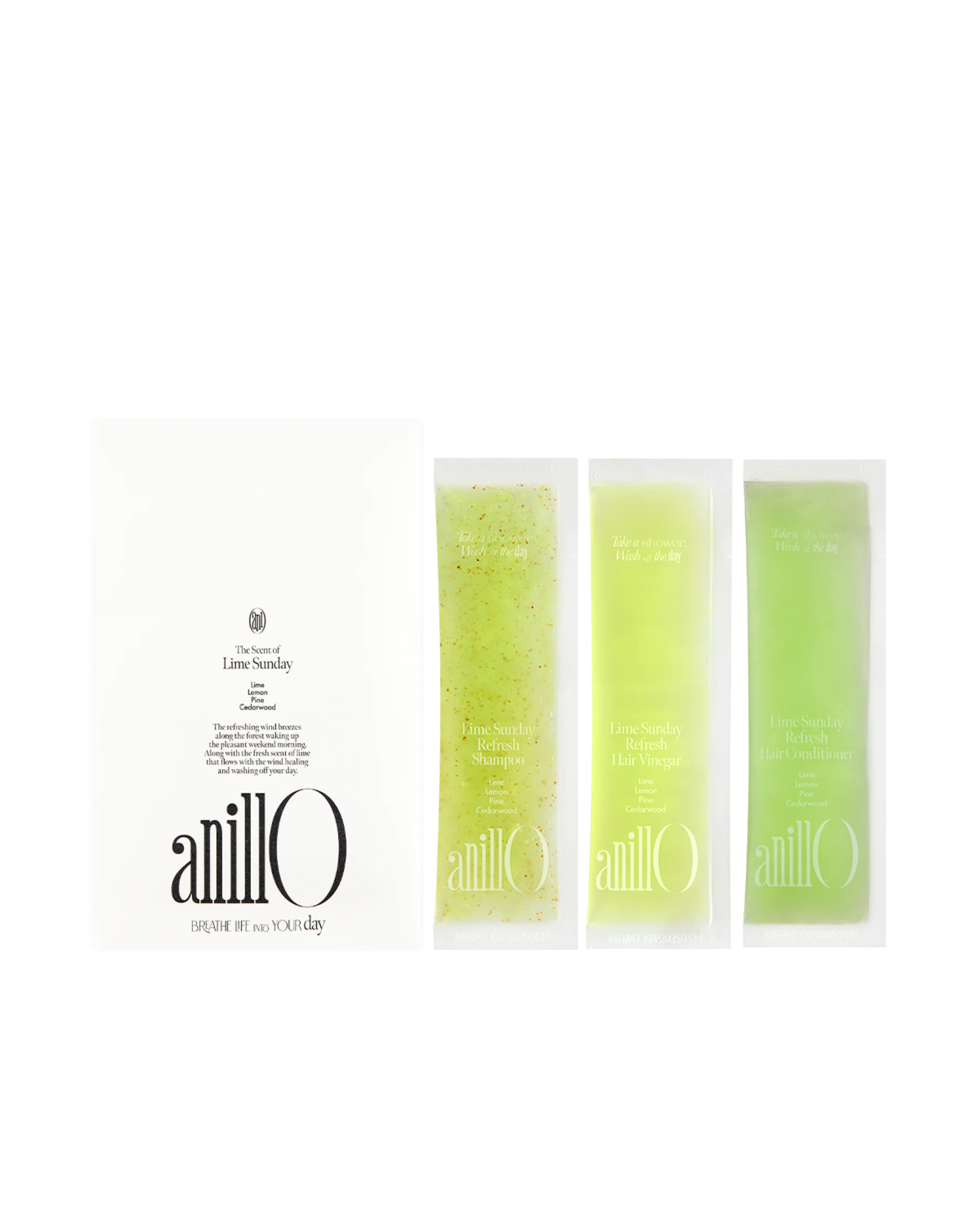 AnillO Lime Sunday Refresh Kit – mėginukų rinkinys, 3 × 5 ml AnillO Lime Sunday Refresh Kit – mėginukų rinkinys, 3 × 5 ml