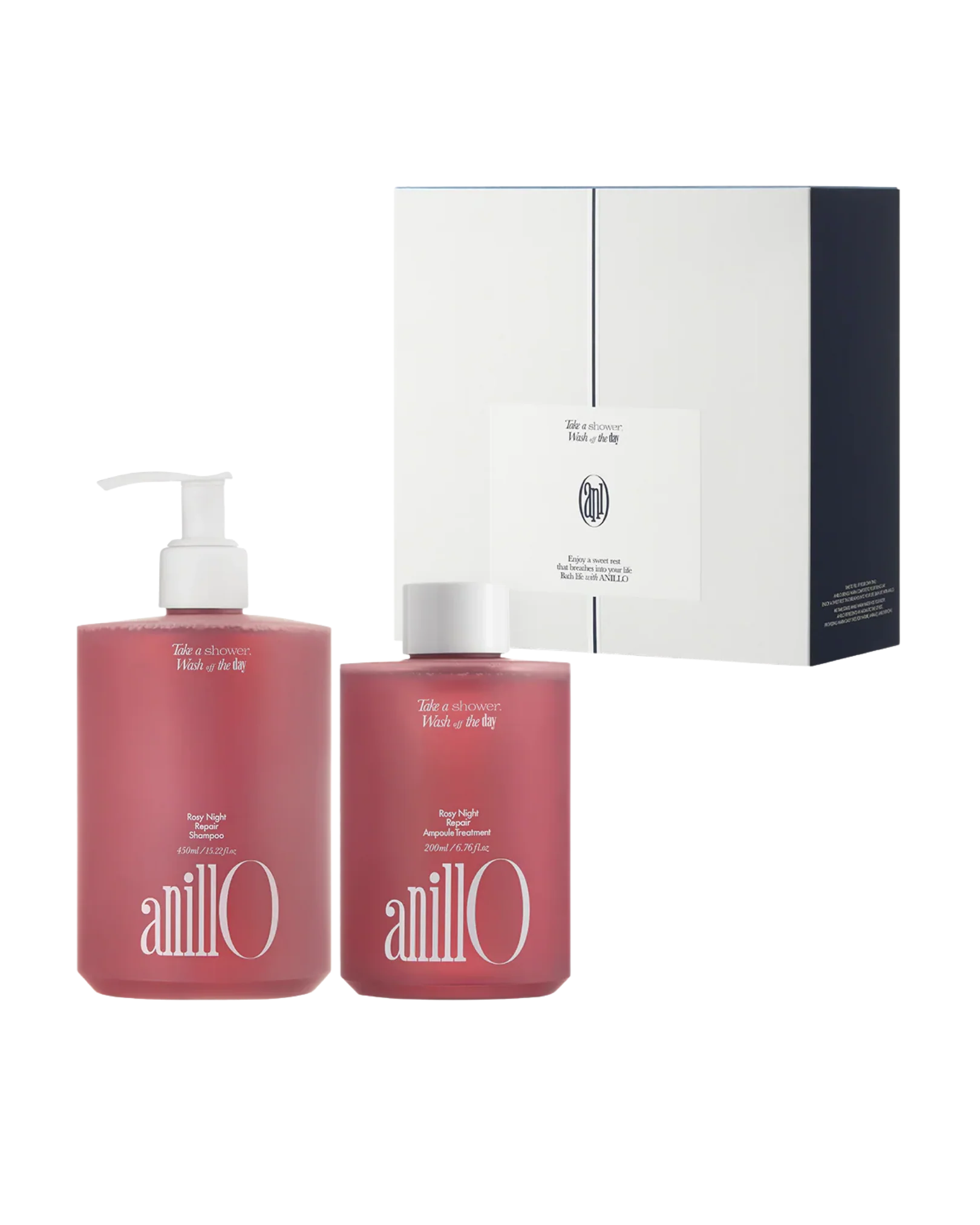AnillO Rosy Night Deep Repair Ritual Set – šampūnas ir atkuriamoji ampulė AnillO Rosy Night Deep Repair Ritual Set – šampūnas ir atkuriamoji ampulė