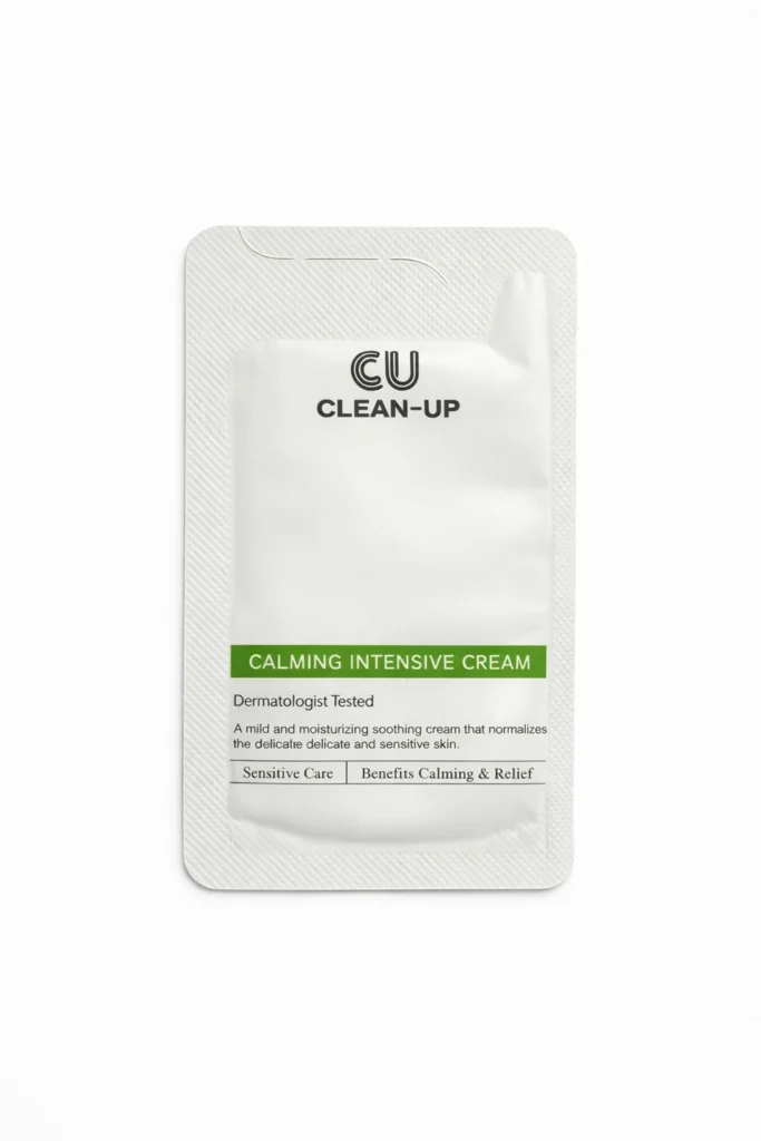 CUSKIN intensyviai raminantis veido kremas su vitaminu K, mėginukas 2 ml.