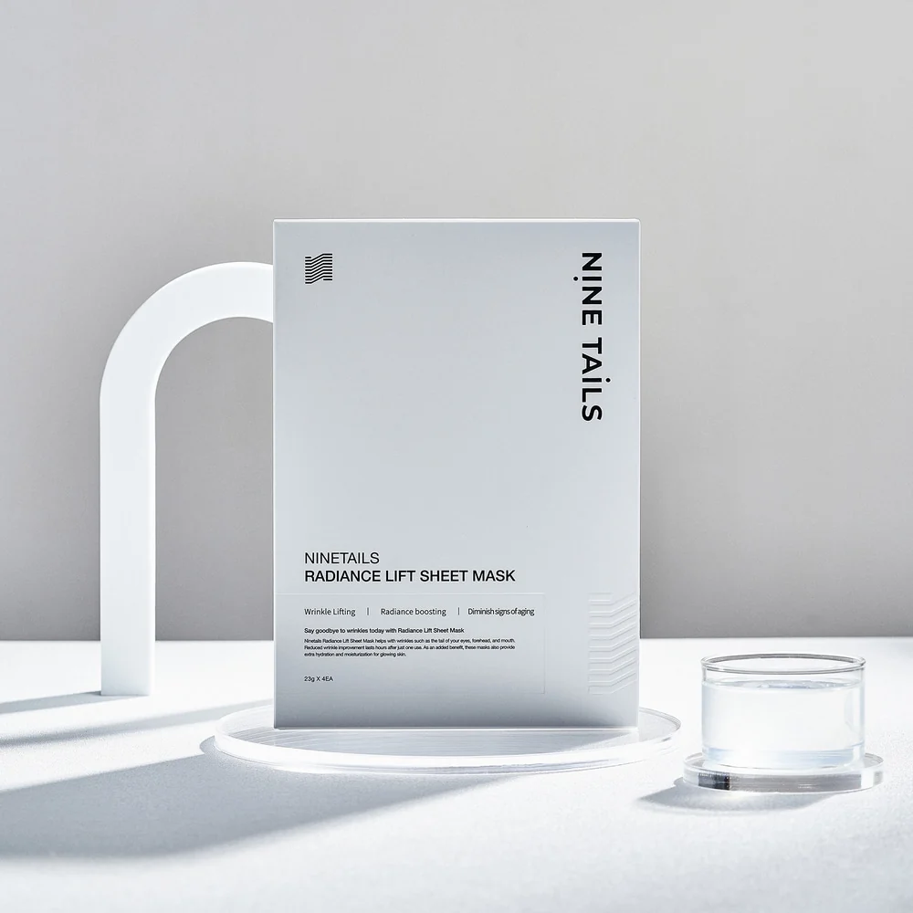 NINE TAILS Radiance Lift Sheet Mask intensyviai drėkinanti ir odos komfortą palaikanti lakštinė veido kaukė